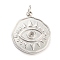 Tarnish Resistant 304 Stainless Steel Pendant Rhinestone Settings, Flat Round with Eye, Stainless Steel Color, Fit for 1.5mm Rhinestone, 17x14.5x2mm, Hole: 3mm
