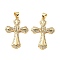 Brass Micro Pave Cubic Zirconia Pendants, Cadmium Free & Lead Free, Cross Charms, Real 16K Gold Plated, 32.5x21.5x3mm, Hole: 5x3.5mm