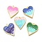 Brass Enamel Pendants, with Jump Ring, Heart Charms, Cadmium Free & Lead Free, Lasting Plated, Real 18K Gold Plated, Mixed Color, 31.5x29.5x2.5mm, Hole: 3mm