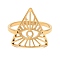 Ion Plating(IP) 304 Stainless Steel Triangle with Horse Eye Adjustable Ring for Women, Real 18K Gold Plated, US Size 6(16.5mm)