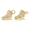 Brass Micro Pave Cubic Zirconia Charms, Ice Skates, with Jump Ring, Rack Plating, Cadmium Free & Lead Free, Long-Lasting Plated, Golden, Clear, 11.5x13x4mm, Hole: 3mm