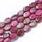 Natural Imperial Jasper Beads Strands, Dyed, Oval, Hot Pink, 8x6x3mm, Hole: 1mm , about 48~51pcs/Strand, 15.16 inch~15.94 inch(38.5~40.5cm)