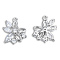 Brass Pave Clear Cubic Zirconia Pendants, Cadmium Free & Lead Free, Flower, Platinum, 18x15x5mm, Hole: 1.4mm