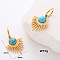 Stainless Steel Fan Hoop Earrings, with Synthetic Turquoise, Golden, 22x20mm