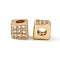 Real 18K Gold Plated Brass Micro Pave Cubic Zirconia Beads, Cadmium Free & Nickel Free & Lead Free, Cube, Clear, 6.5x6.5x6mm, Hole: 3mm