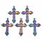 Rainbow Color Alloy Big Pendants, Cadmium Free & Lead Free, Cross, 55x36x1.5mm, Hole: 2.7mm
