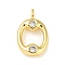 Rack Plating Brass Micro Pave Cubic Zirconia Pendants, Cadmium Free & Lead Free, Long-Lasting Plated, Real 18K Gold Plated, Letter O, 22x14x5mm, Hole: 3mm