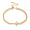 Heartbeat Brass Micro Pave Cubic Zirconia Card Paper Chain Bracelets for Women, Real 18K Gold Plated, 6-3/4 inch(17cm)