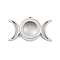 304 Stainless Stee Locket Pendants, with Glass, Triple Moon Charm, Stainless Steel Color, 23x39.5x11mm, Hole: 2.2mm