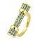 Rack Plating Brass Micro Pave Cubic Zirconia Cuff Rings for Women, Cadmium Free & Lead Free, Long Tube, Real 18K Gold Plated, 27x7mm, Inner Diameter: 18mm