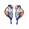 2Pcs Transparent Epoxy Resin Pendants, Bird, with Gold Foil, Blue, 30x13x2.5mm, Hole: 1.2mm, 2pcs/set