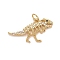 Cubic Zirconia Pendants, with Rack Plating Real 18K Gold Plated Brass, with Jump Rings, Long-Lasting Plated, Lead Free & Cadmium Free & Nickel Free, Dinosaur, Real 18K Gold Plated, 13.5x25.5x2mm, Hole: 3.5mm
