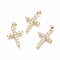 Brass Micro Pave Clear Cubic Zirconia Pendants, Cross, Golden, 26.5x17.5x3.5mm, Hole: 3.5x4.5mm