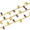 Brass Flat Round Link Chains, with Glass, Rack Plating, Long-Lasting Plated, Lead Free & Cadmium Free, Real 18K Gold Plated, Soldered, with Spool , Old Rose, 3x2x0.5mm and 8.5x5x2.5mm and 9x3.7mm