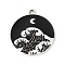 Alloy Enamel Pendants, Platinum, Flat Round Charm, Sea Waves, 26x22.5x1mm, Hole: 2mm