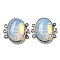Opalite Box Clasp, with Alloy Findings, Oval, 27x27x9.5~10.5mm, Hole: 2mm