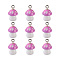 Plastic Pendants, with Platinum Plated Iron Loop, Mushroom with Polka Dots, Violet, 17.5x11.5x12mm, Hole: 1.5mm