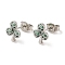 Rack Plating Brass Ace of Clubs Stud Earrings with Cubic Zirconia Earring for Women, Lead Free & Cadmium Free, Platinum, 9x7.5mm