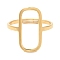 Ion Plating(IP) 304 Stainless Steel Hollow Rectangle Adjustable Ring for Women, Real 18K Gold Plated, US Size 6 1/4(16.7mm)