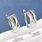 Rectangle Brass Hoop Earrings, Real Platinum Plated, 19x15x9.5mm