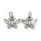 Brass Micro Pave Clear Cubic Zirconia Pendants, Cadmium Free & Nickel Free & Lead Free, Butterfly, Platinum, 9x13x2.5mm, Hole: 3mm