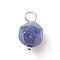 Faceted Natural Sodalite Star Cut Round Charms, with Platinum Tone Brass Loops, 13.5x7.5~8x7.5~8mm, Hole: 3mm