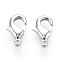 Brass Lobster Claw Clasps, Long-Lasting Plated, Nickel Free, 925 Sterling Silver Plated, 12x7.5x3mm, Hole: 1.4mm