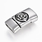 304 Stainless Steel Magnetic Clasps with Glue-in Ends, Rectangle with Anchor & Helm, Antique Silver, 30x15.5x9mm, Hole: 7x12mm