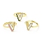 Mixed Color Enamel Initial Letter Adjustable Ring with Clear Cubic Zirconia, Real 18K Gold Plated Brass Jewelry for Women, Cadmium Free & Lead Free, Letter.v, US Size 5 1/4(16mm), Letter.V: 13x11mm