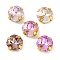 Brass Glass Rhinestone Sew on Rhinestones, Faceted, Square, Mixed Color, Golden, 9x9x5.5mm, Hole: 0.9mm