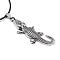 Alloy Pendant Necklaces, with Waxed Cord and Iron End Chains, Crocodile, Antique Silver, 17.3 inch(44cm)