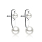 Sterling Silver Imitation Pearl Round Stud Earrings, Platinum, 18x6mm