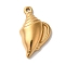 Ion Plating(IP) 304 Stainless Steel Pendants, Conch Charm, Golden, 21.5x12.5x5mm, Hole: 1.6mm