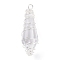 Wire Wrapped Glass Pendants, with Brass Findings, Faceted Bullet, Clear, Silver, 42x13.5~14.5mm, Hole: 2.5~3mm