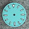 Luminous Glow in the Dark Brass Clock Face Dial, Flat Round, Turquoise, 29mm