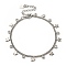 Brass Star & Glass Flat Round Charm Bracelets with Curb Chains, Platinum, 7-1/8 inch(18cm)