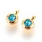 304 Stainless Steel Rhinestone Charms, March Birthstone Charms, Flat Round, Aquamarine, 9.3x6.5x4mm, Hole: 2mm