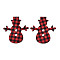 Christmas Theme Single-Sided Printed Wood Big Pendants, Snowman with Tartan Pattern, Red, 78x70x2mm, Hole: 2.5mm