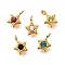 304 Stainless Steel Charms, with Rhinestone, Ion Plating(IP), Star Charm, Real 14K Gold Plated, Mixed Color, 8x6x2.5mm, Hole: 1.2mm