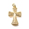 Brass Micro Pave Cubic Zirconia Pendants, Cadmium Free & Lead Free, Cross Charms, with Jump Ring, Real 18K Gold Plated, 25x16.5x2.5mm, Hole: 3mm