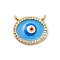 Brass Micro Pave Clear Cubic Zirconia Pendants, with Enamel, Lead Free & Cadmium Free, Long-Lasting Plated, Flat Round with Evil Eye, Real 18K Gold Plated, 14.5x17x3mm, Hole: 1.4mm