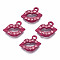 Spray Painted Alloy Pendants, Rack Plating, with Rhinestone, Cadmium Free & Nickel Free & Lead Free, Lip, Deep Pink, 10x13x3mm, Hole: 1.2mm