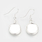 Brass Earring Hook Findings, with Alloy Double-sided Tray, Flat Round, Silver Color Plated, Tray: 12mm, 35mm