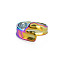 Rainbow Color 304 Stainless Steel Irregular Wide Band Open Cuff Ring for Women, US Size 9(18.9mm)