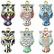 6Pcs 6 Colors Rack Plating Alloy Enamel Pendants, Light Gold, Owl, Mixed Color, 23.5x13x2mm, Hole: 1.4mm, 1pc/color