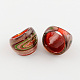 Ручной золотой песок и серебряная фольга Lampwork широкая полоса кольца RJEW-Q150-M15-B-2