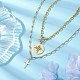 Двухслойные ожерелья из железного троса и цепочки со скрепками NJEW-JN04961-2