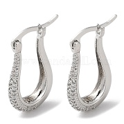 Серьги-кольца из латуни с кубическим цирконием в форме слезы EJEW-K247-14P