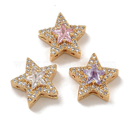 Латунные микро проложить кубического циркония бусы KK-U037-08G-01-1