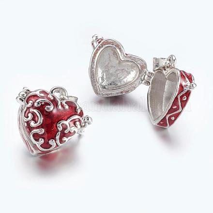 Сердце латунь эмаль коробки молитве подвески KK-24X21-1